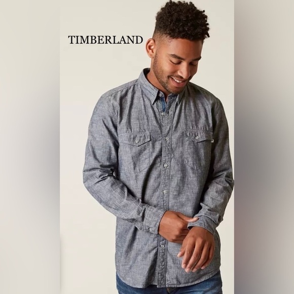 TIMBERLAND MUMFORD RIVER CAMO CHAMBRAY SHIRT Men’s XL excellent condition - Picture 1 of 7